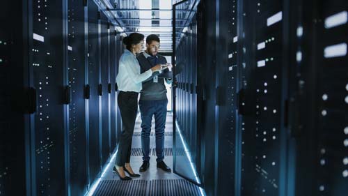 People in data center